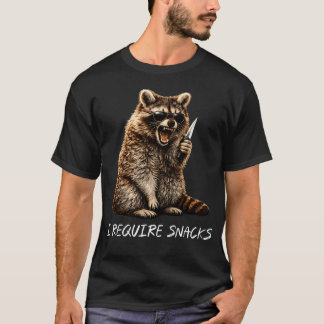 おやつ必須のアライグマ 楽しい動物 Tシャツ