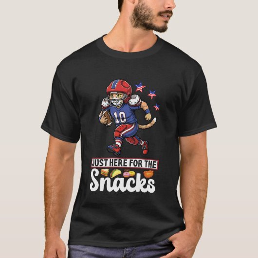 おやつ目当ての猫フットボール選手 Tシャツ (正面)