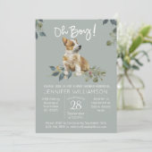 おやばい！ドッグベイビーシャワー コーギー子犬 招待状 (スタンド正面)