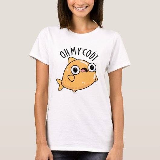 おやまぁコッド 面白い魚のダジャレ Tシャツ (正面)
