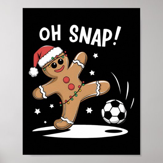おや?ジンジャーブレッド サッカー クリスマス 楽しみ ポスター (正面)