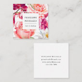 およびかわいらしフローラスクアカラフルーク・ビジネス・カード スクエア名刺 (正面/裏面)