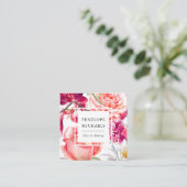 およびかわいらしフローラスクアカラフルーク・ビジネス・カード スクエア名刺 (スタンド正面)