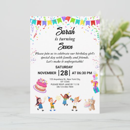 およびエレガントおもしろい誕生日パーティー招待カード 招待状 (スタンド正面)