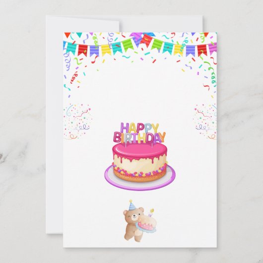 およびエレガントおもしろい誕生日パーティー招待カード 招待状 (裏面)