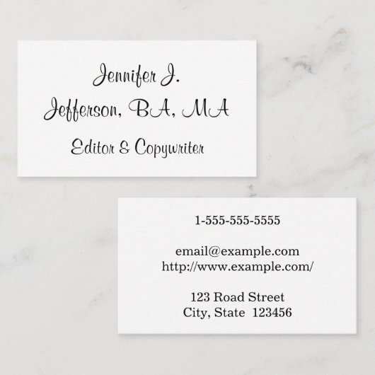 およびエレガントカスタマイズ可能なエディタ名刺 名刺 (正面/裏面)