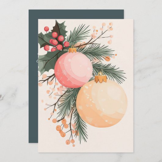 およびエレガントフェスティバル休日グリーティングカード シーズンカード (正面/裏面)