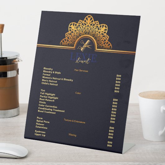 およびエレガント上品な美容師価格表 台座サイン (インサイチュ)