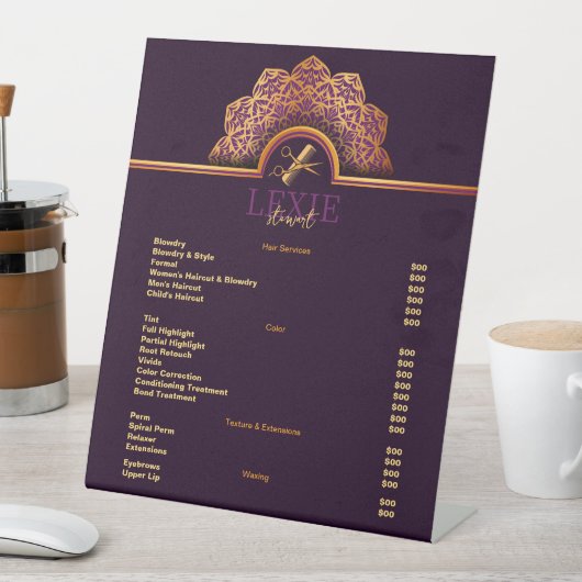 およびエレガント上品な美容師価格表 台座サイン (インサイチュ)