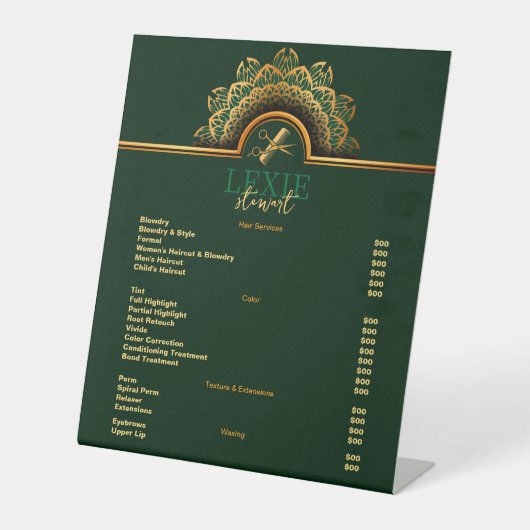 およびエレガント上品な美容師価格表 台座サイン (正面)