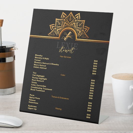 およびエレガント上品な美容師価格表 台座サイン (インサイチュ)