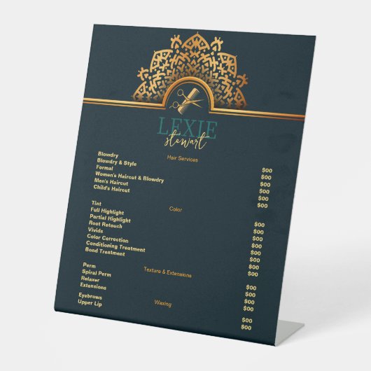 およびエレガント上品な美容師価格表 台座サイン (正面)