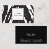 およびエレガント抽象芸術の白黒ブラシストローク 名刺 (正面/裏面)
