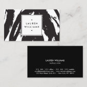 およびエレガント抽象芸術の白黒ブラシストローク 名刺 (正面/裏面)