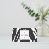 およびエレガント抽象芸術の白黒ブラシストローク 名刺 (スタンド正面)