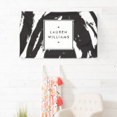 およびエレガント抽象芸術の白黒ブラシストローク 横断幕 (インサイチュ)