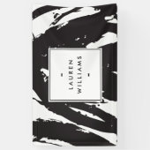 およびエレガント抽象芸術の白黒ブラシストローク 横断幕 (縦)