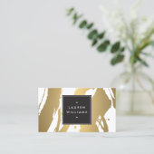 およびエレガント抽象芸術金ゴールドブラシストロークII 名刺 (スタンド正面)