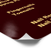 およびエレガント高級爪、 ネイル技術価格表 ポスター (コーナー)