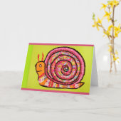 およびカラフルおもしろいカタツムリグリーティングカード カード (黄色い花)