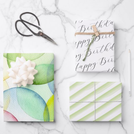 およびカラフルトレンディー誕生日ギフトラップ ラッピングペーパーシート (正面)