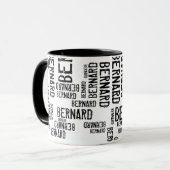 およびクールモダンタイポグラフィ名パターンブラック マグカップ (正面左)