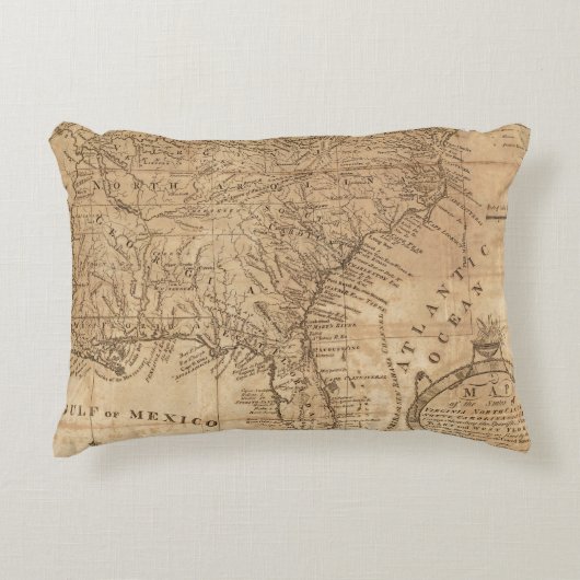 およびノースカロライナバージニア州の地図 アクセントクッション (正面)