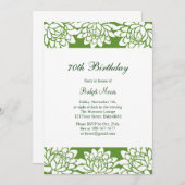 およびフローラモダン誕生日パーティーの招待 招待状 (正面/裏面)