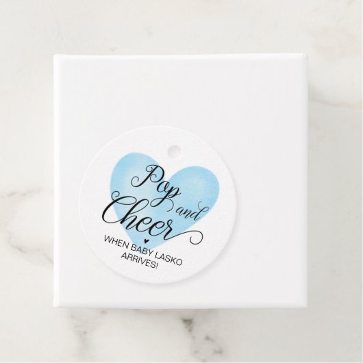 およびポップ・アートの応援ブルーベビーシャワーメッセージカード フェイバータグ (インサイチュ)