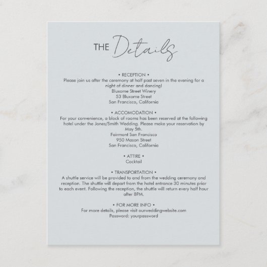 およびモダンミニマル詳細カード エンクロージャーカード (正面)