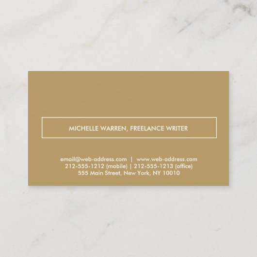 およびモダンミニマル金ゴールド内のボックス名ロゴ 名刺 (裏面)