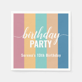 およびモダンミュートされたカラー見本誕生日 スタンダードカクテルナプキン