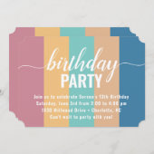 およびモダンミュートされたカラー見本誕生日 招待状 (正面/裏面)