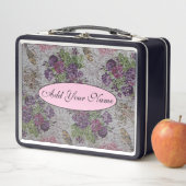 およびモダンヴィンテージフローラのテキストの追加 メタルランチボックス (インサイチュ)