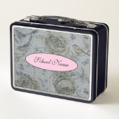 およびモダンヴィンテージフローラのテキストの追加 メタルランチボックス (裏面)