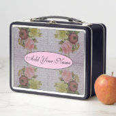 およびモダンヴィンテージフローラのテキストの追加 メタルランチボックス (インサイチュ)