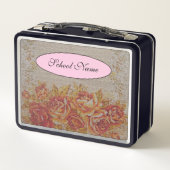 およびモダンヴィンテージフローラのテキストの追加 メタルランチボックス (裏面)