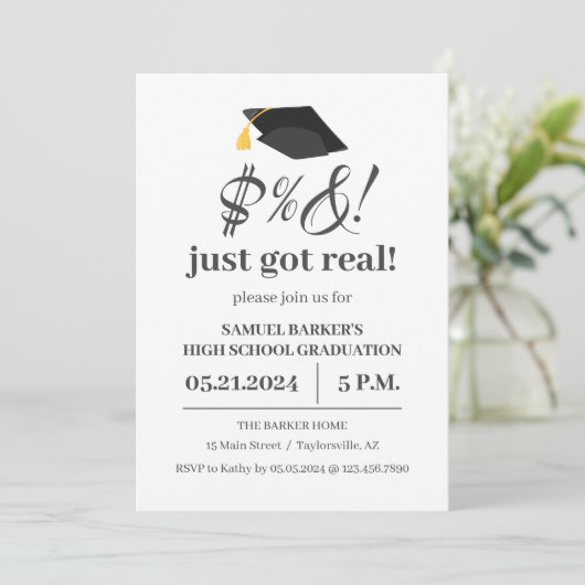 およびユーモアのあるおもしろいのカスタマイズ可能な卒業 招待状 (スタンド正面)