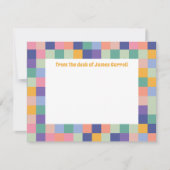 および予測できなおもしろいチェッカラフルカーボードグリッド ノートカード (正面)