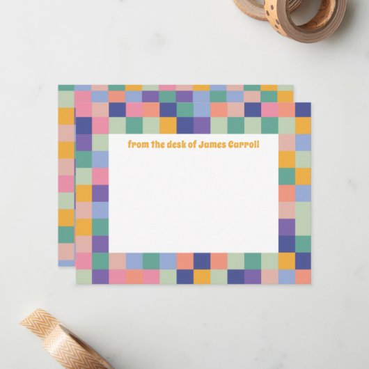 および予測できなおもしろいチェッカラフルカーボードグリッド ノートカード (正面/裏面インサイチュ)