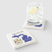 および地図ミシガン州の紋章付き外衣 ストーンコースター (横)