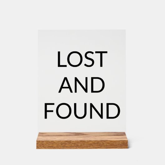 および失った見つかった領域 アクリルサイン (正面)
