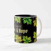 および希望モダンな緑の茶葉"お茶" ツートーンマグカップ (正面右)