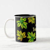 および希望モダンな緑の茶葉"お茶" ツートーンマグカップ (左)