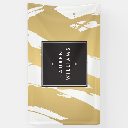 および抽象芸術エレガント金ゴールドブラシストロークのバナー 横断幕 (縦)