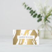 および抽象芸術エレガント金ゴールドブラシストローク設計者 名刺 (スタンド正面)