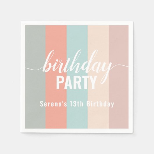 および自然ミュートされたカラー見本誕生日 スタンダードカクテルナプキン (正面)