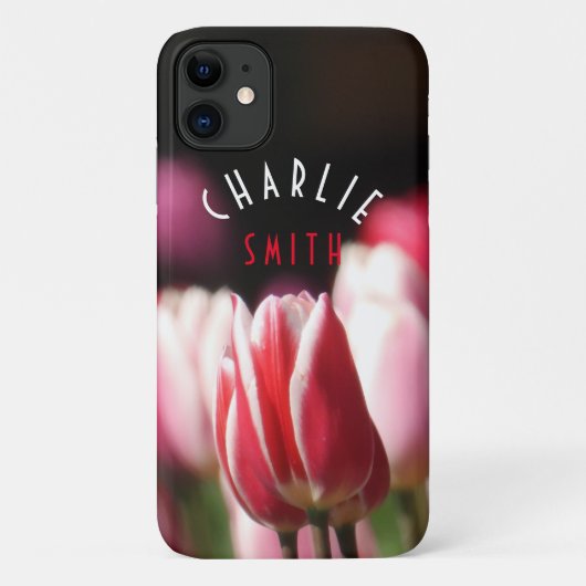 (および赤と白ピンク)チューリップ*パーソナライズ* Case-Mate iPhoneケース (裏面)