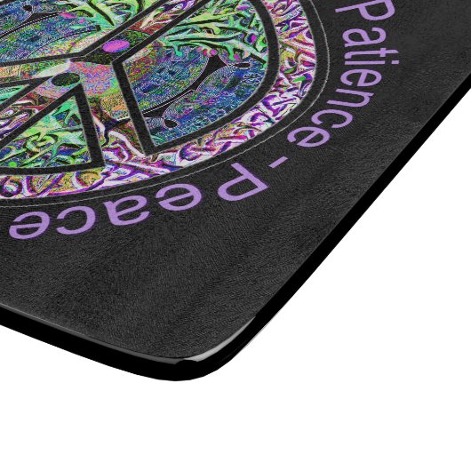 および陽性の単語生命の樹とのピースマーク カッティングボード (角)