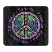 および陽性の単語生命の樹とのピースマーク カッティングボード (正面)